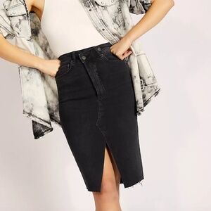 Free People Boyish Andy Midi Skirt Black